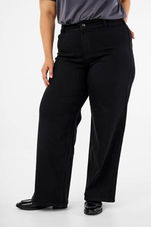 high waist wide leg jeans black denim