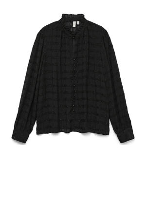 geruit blousetop zwart met glitter