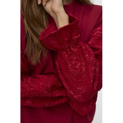 VERO MODA gebloemde gebreide trui rood afbeelding