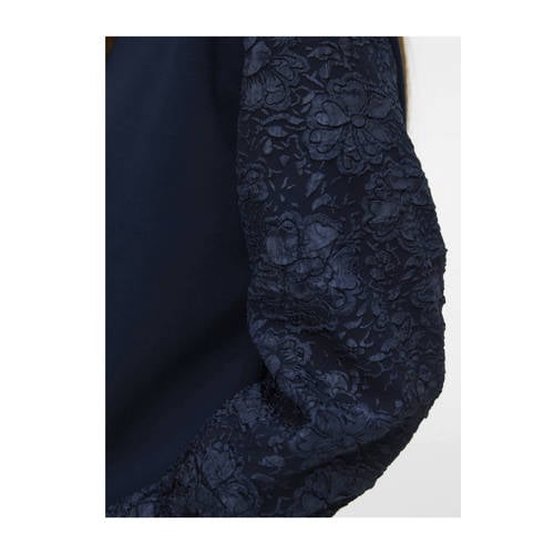 VERO MODA gebloemde gebreide trui marine afbeelding
