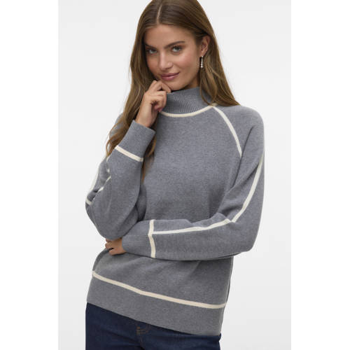 VERO MODA gestreepte coltrui grijs afbeelding