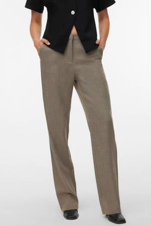 straight regular waist casual broek grijs melange