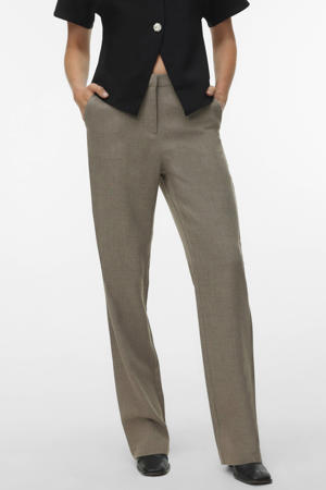 straight regular waist casual broek grijs melange