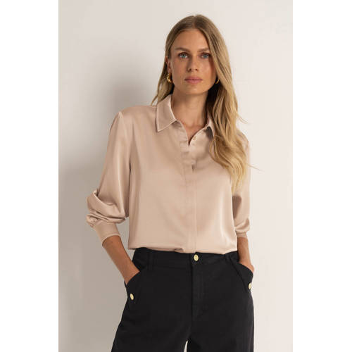 CLAUDIA BY CLAUDIA STRÄTER satijnen blouse taupe afbeelding