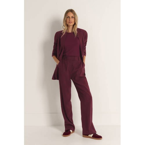 CLAUDIA BY CLAUDIA STRÄTER wide leg high waist broek donkerrood afbeelding
