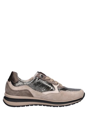 Comfort Optifit leren sneakers taupe/beige