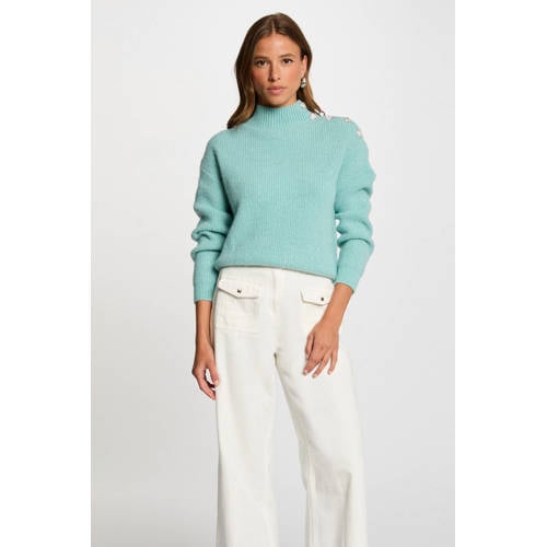 Morgan trui rib gebreid turquoise afbeelding