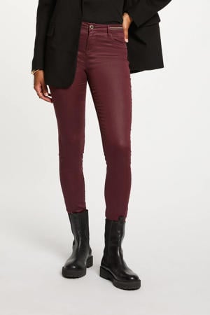 slim regular waist coated broek donkerrood