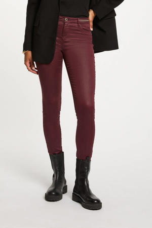 slim regular waist coated broek donkerrood