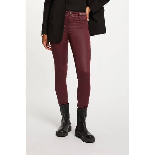 Morgan slim regular waist coated broek donkerrood afbeelding