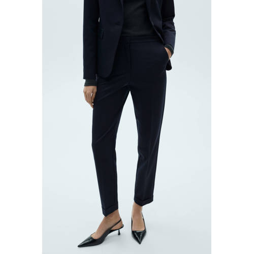 Mango slim regular waist broek marine afbeelding