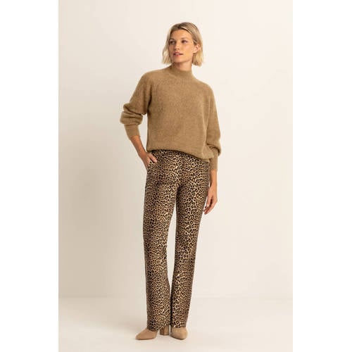 Expresso travelstof flared high waist flared broek beige afbeelding