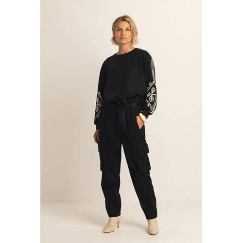 Expresso regular high waist cargo broek zwart afbeelding