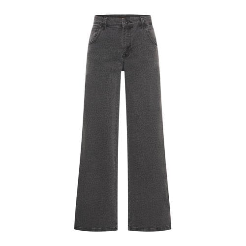 Expresso straight jeans met panterprint zwart/grijs afbeelding