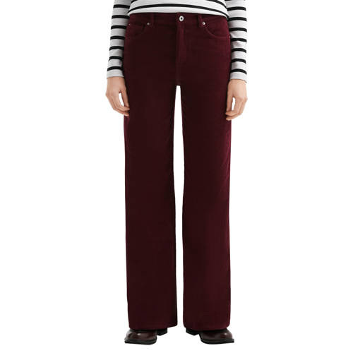 QS wide leg corduroy broek donkerrood afbeelding