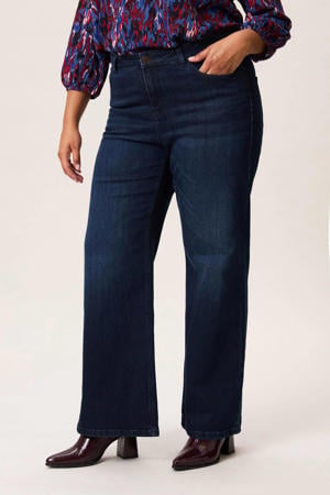 wide leg jeans dark blue denim