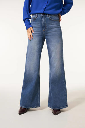 wide leg jeans medium blue denim