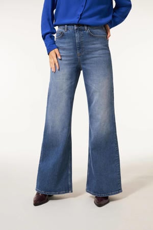 wide leg jeans medium blue denim