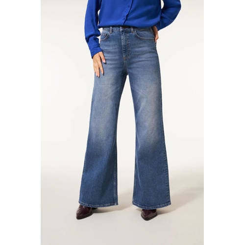 Miss Etam wide leg jeans medium blue denim afbeelding
