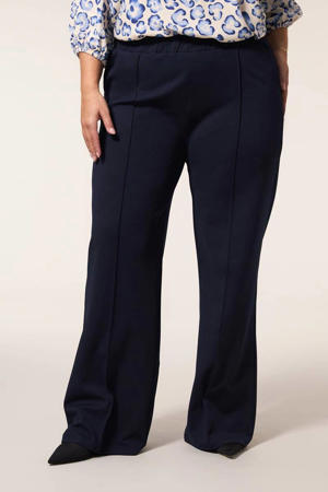 denim wide leg regular waist broek donkerblauw