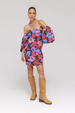 gebloemde off shoulder jurk multi