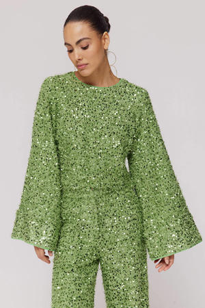 glitter top groen met pailletten