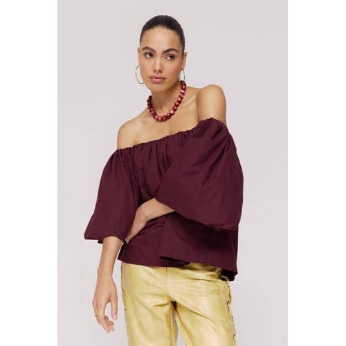 HARPER & YVE off shoulder top donkerrood afbeelding