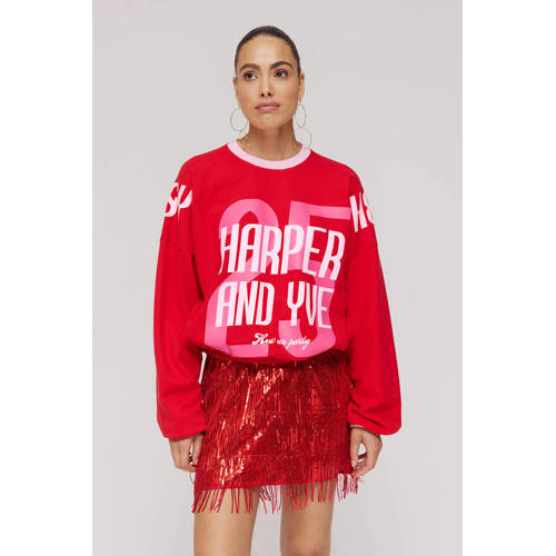 HARPER & YVE korte rok met pailletten rood afbeelding