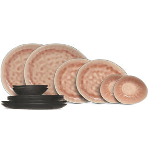 Serviesset Organic Laguna Old Rose 12-delig / 4 personen - 4 dinerborden, 4 ontbijtborden en 4 schalen