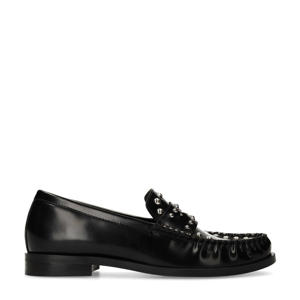 leren loafers met studs zwart