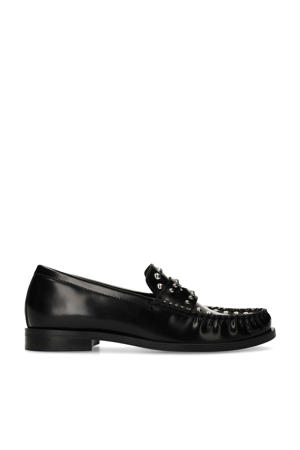 leren loafers met studs zwart