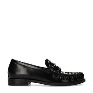 leren loafers met studs zwart