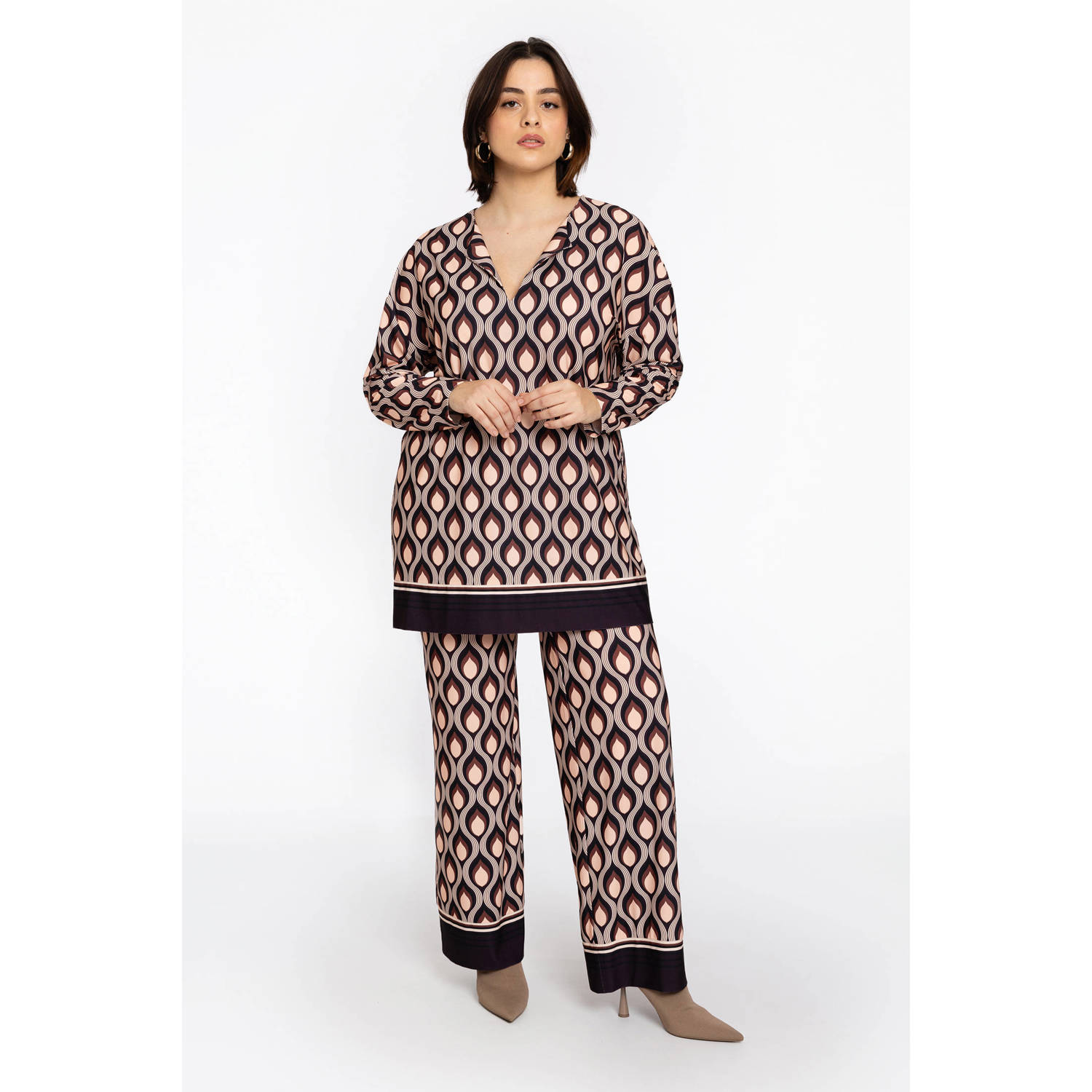 YOEK regular high waist broek paars