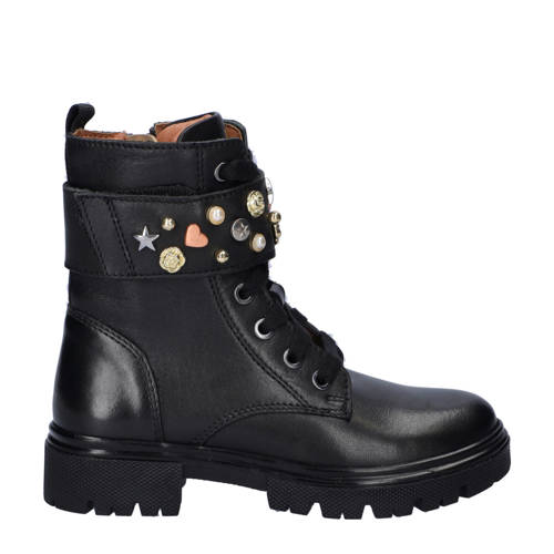 Nelson Kids leren veterboots zwart afbeelding
