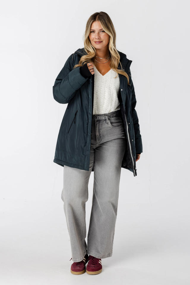 Winterjas Dames Plus Size - Lange Parka Met Imitatiebont En Grote Capuchon