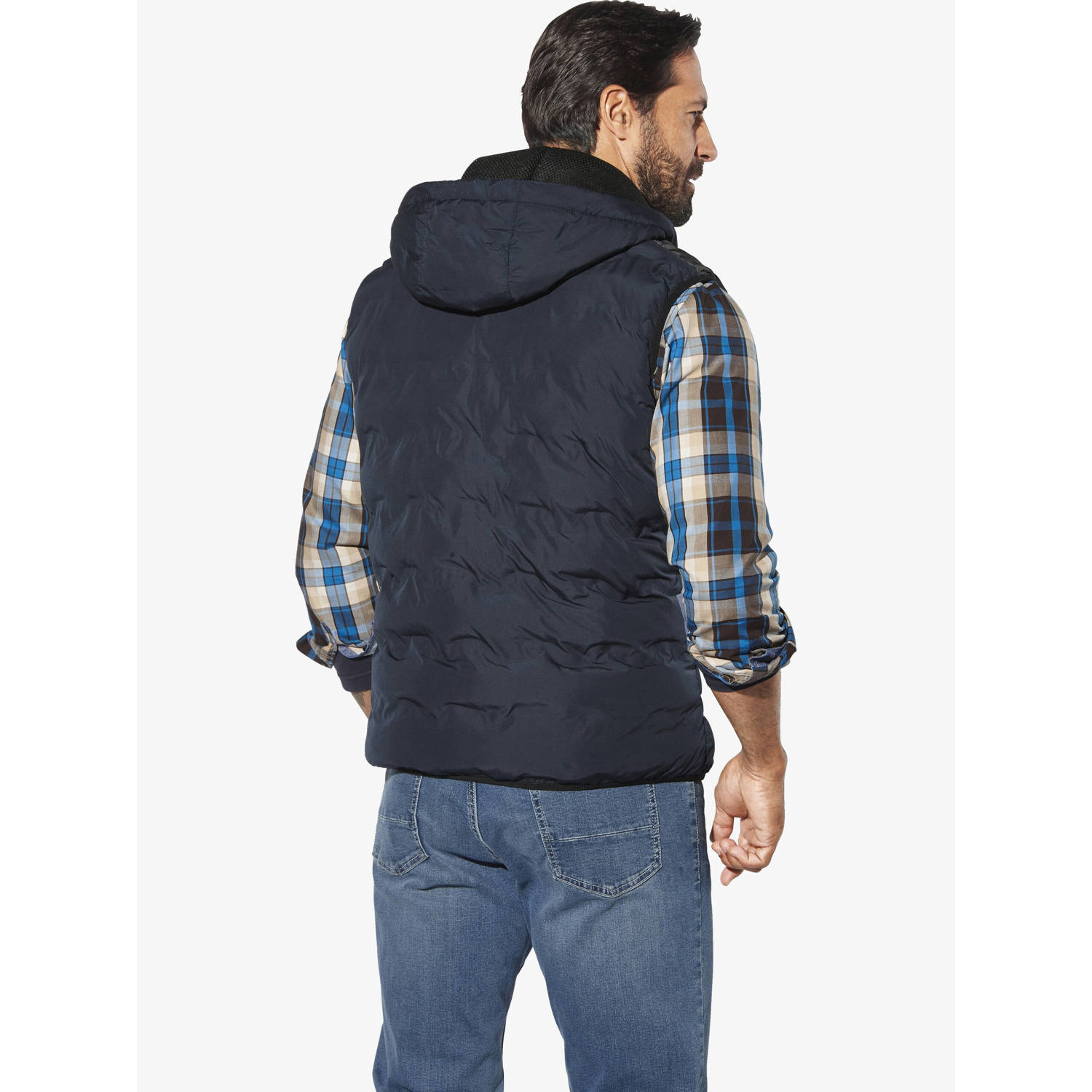 Jan Vanderstorm bodywarmer ERKULF Plus Size met printopdruk donkerblauw