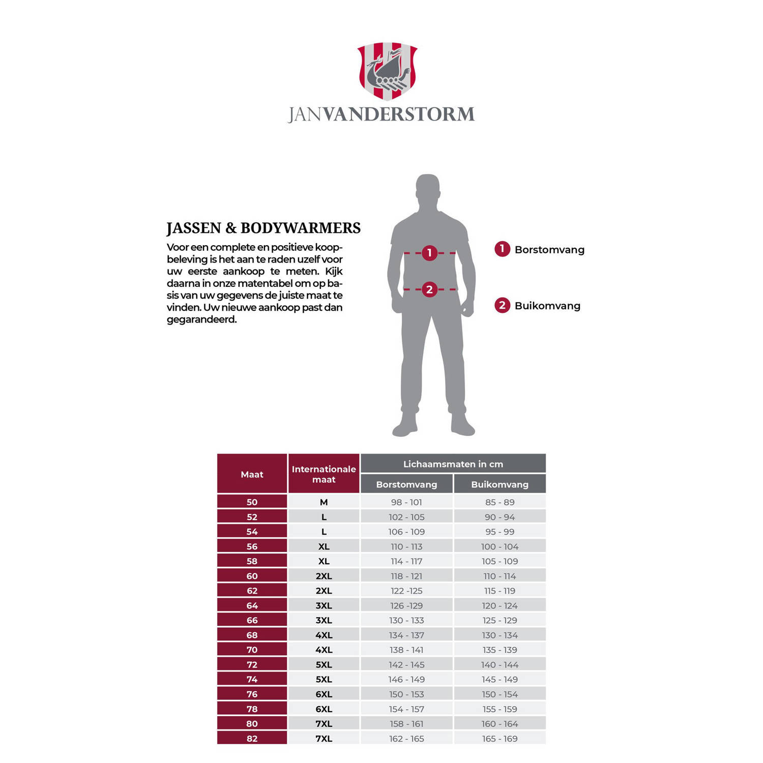 Jan Vanderstorm bodywarmer ERKULF Plus Size met printopdruk donkerrood