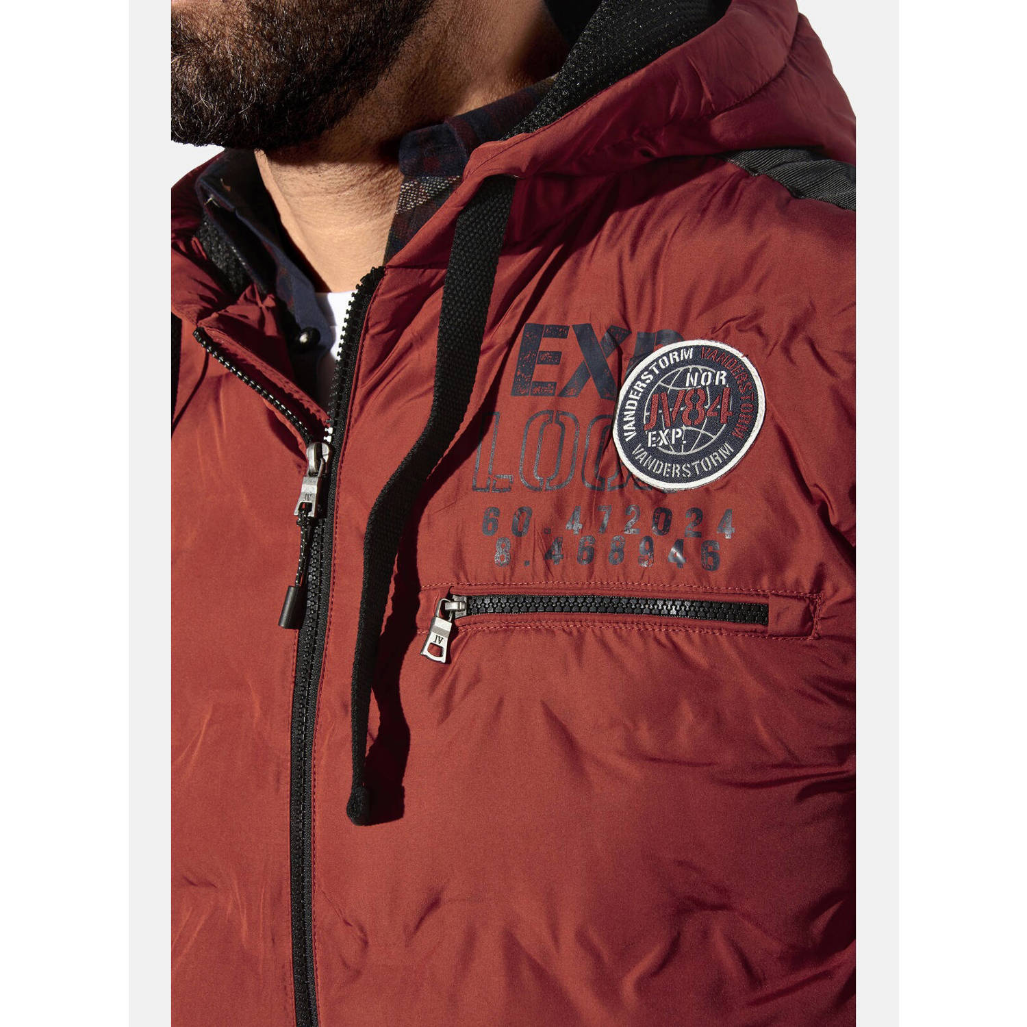 Jan Vanderstorm bodywarmer ERKULF Plus Size met printopdruk donkerrood