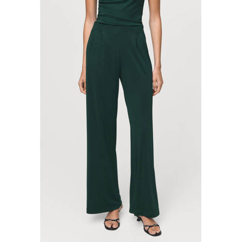 Mango wide leg regular waist palazzo broek donkergroen afbeelding