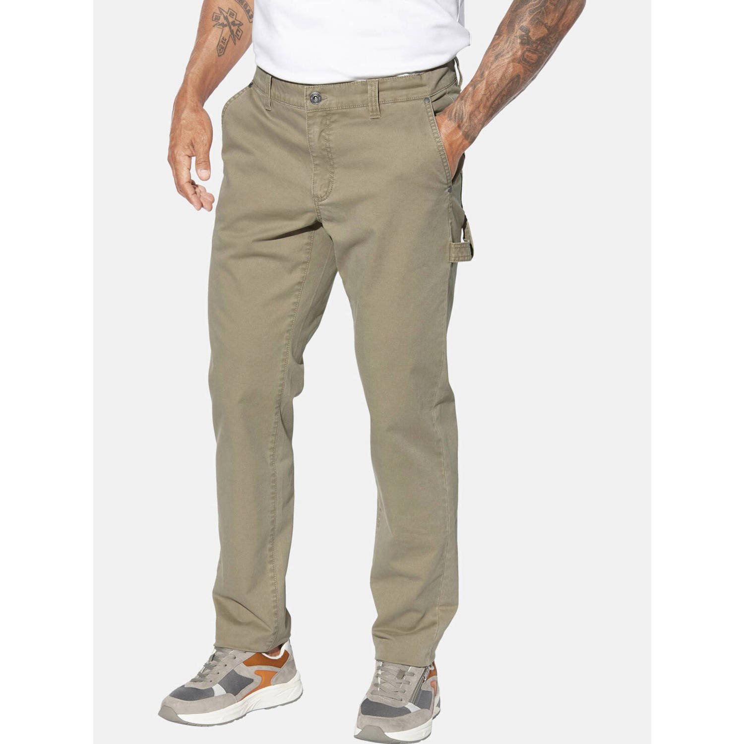 Jan Vanderstorm +FIT Collectie loose fit broek HELVIK Plus Size beige