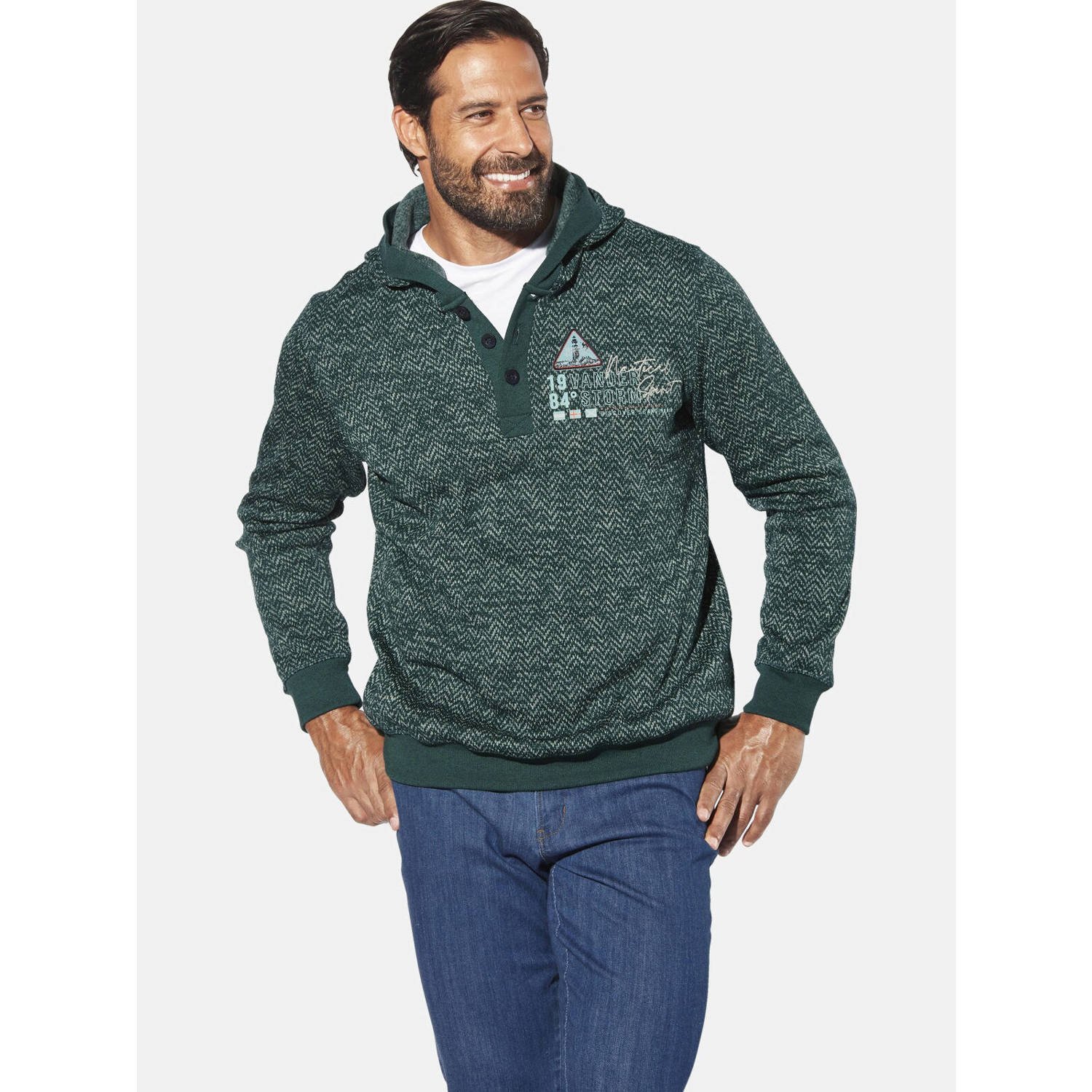Jan Vanderstorm +FIT Collectie trui HARGARD Plus Size petrol
