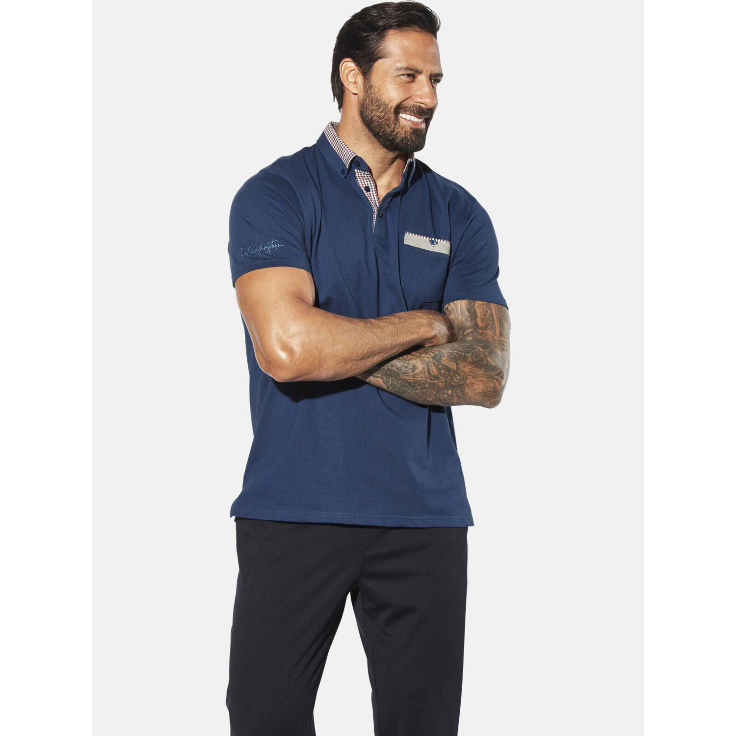 Jan Vanderstorm +FIT Collectie polo Plus Size LARSGAARD blauw