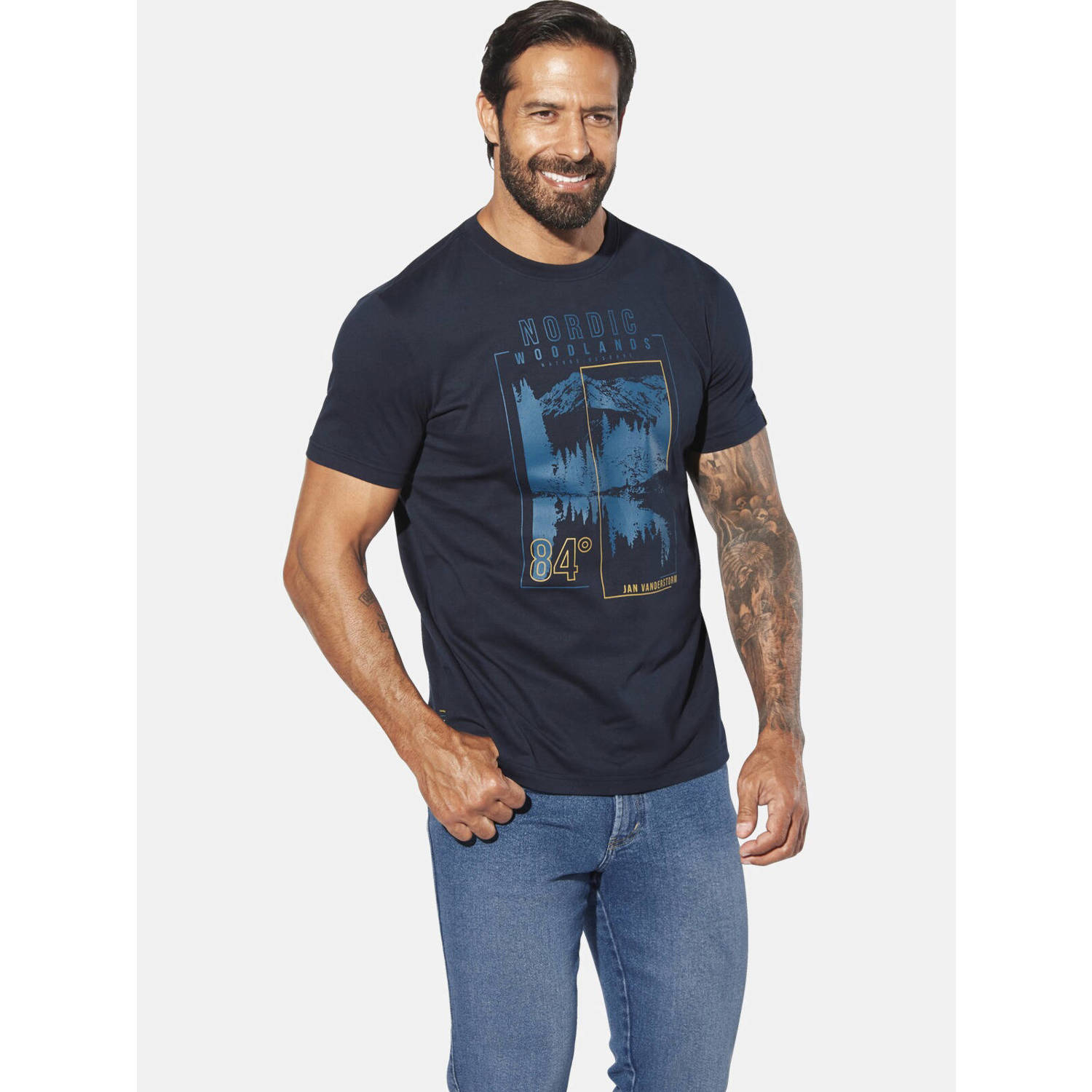 Jan Vanderstorm loose T-shirt MAGNUSVIK Plus Size blauw