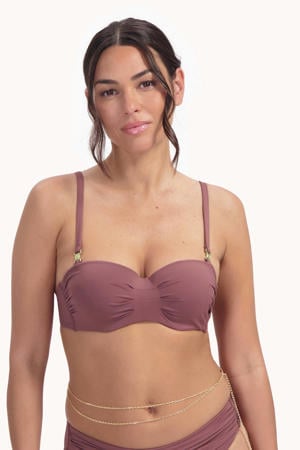 voorgevormde strapless bandeau bikinitop Wild Ginger donkerroze