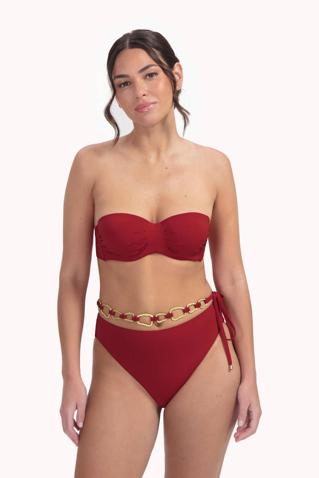 Cyell Design voorgevormde strapless bandeau bikinitop Femme Rouge donkerroze
