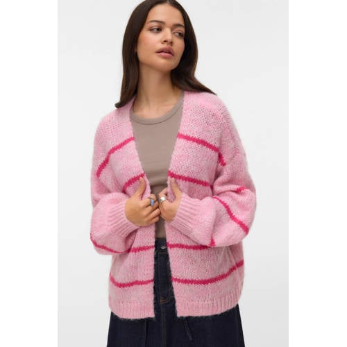 VERO MODA gestreepte gebreid vest roze afbeelding