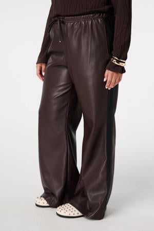 baggy high waist broek donkerbruin
