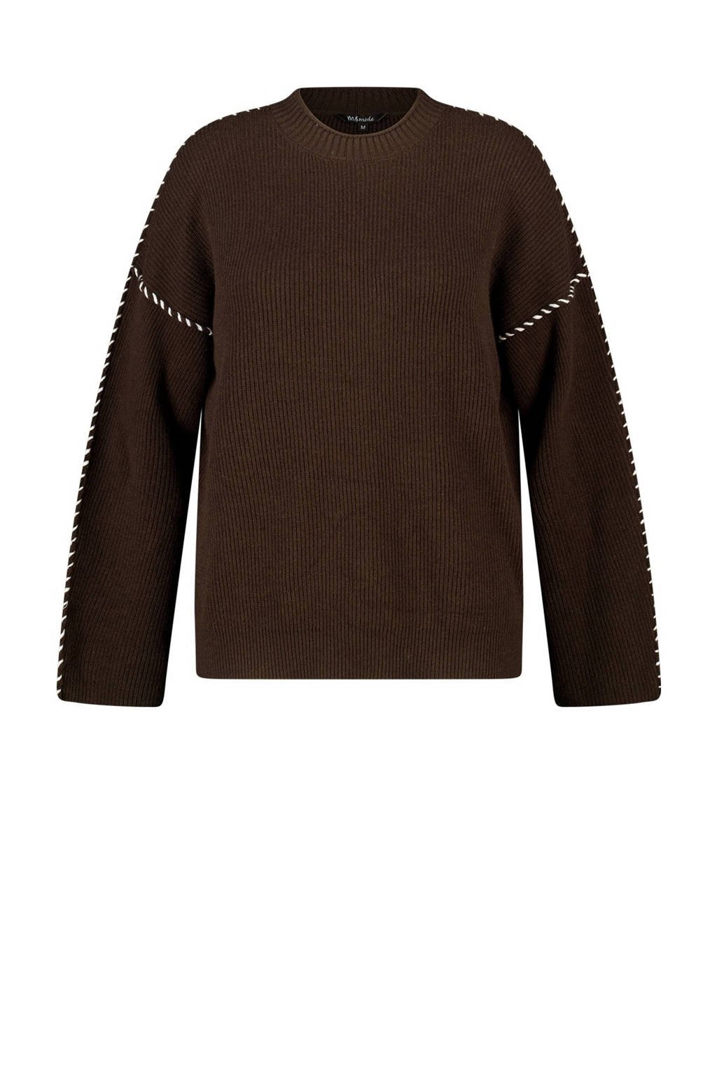 MS Mode gebreide trui donkerbruin wehkamp