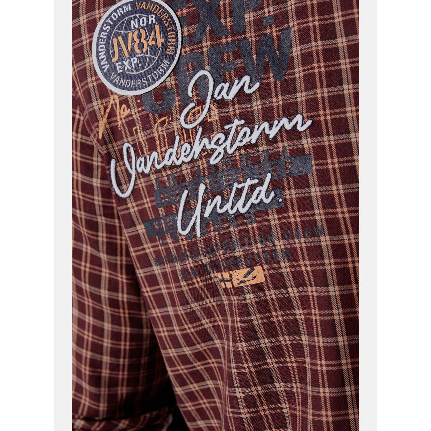 Jan Vanderstorm +FIT Collectie casual overhemd PERTAVIN Plus Size donkerrood