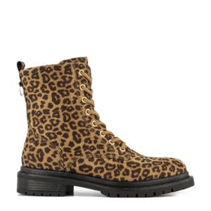 veterboots met panterprint beige/zwart